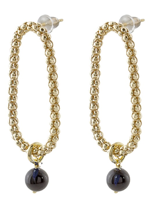 Cercei OXETTE Jewels, din argint 925 placat cu aur, cu pietre albastre, design modern, bijuterii dama