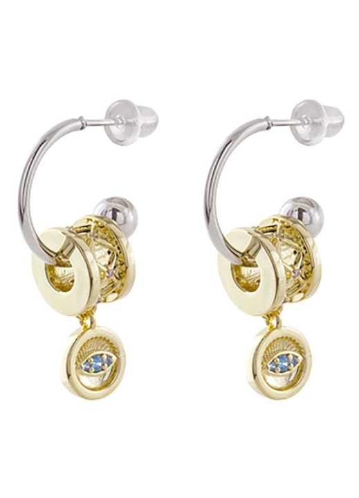 Cercei LOISIR Jewels, alama placata cu aur, cu detalii aurii, design dublu