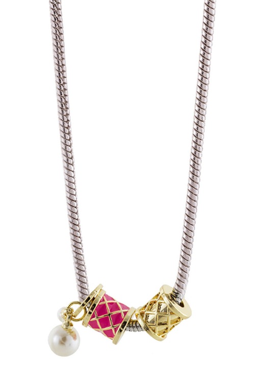 Colier dama LOISIR, epiplatinat, cu charmuri aurii, 01L15-02083