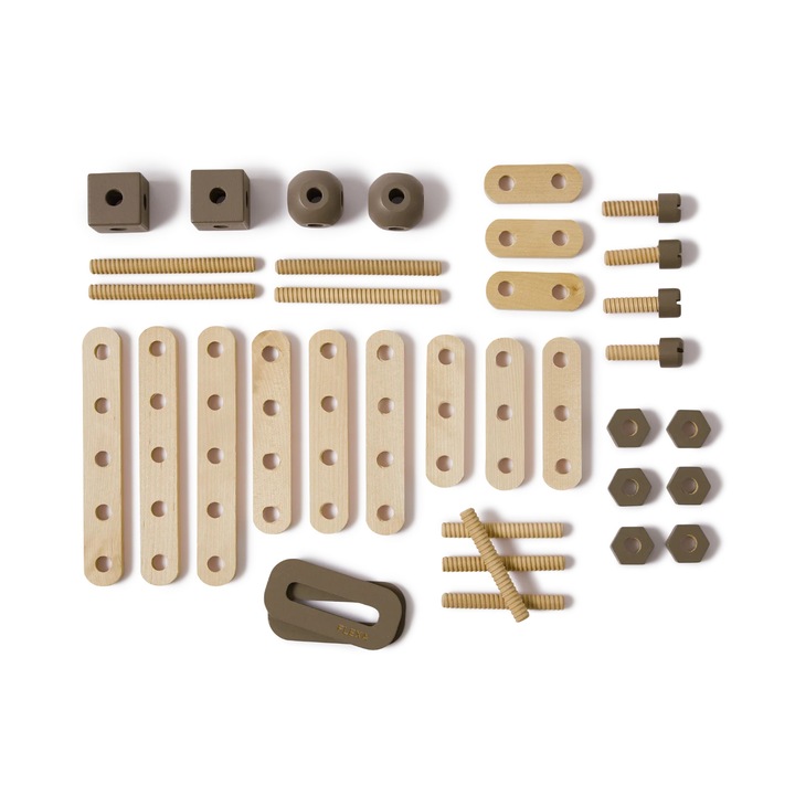 Set de constructie, lemn, maro, 36 piese, Flexa Play