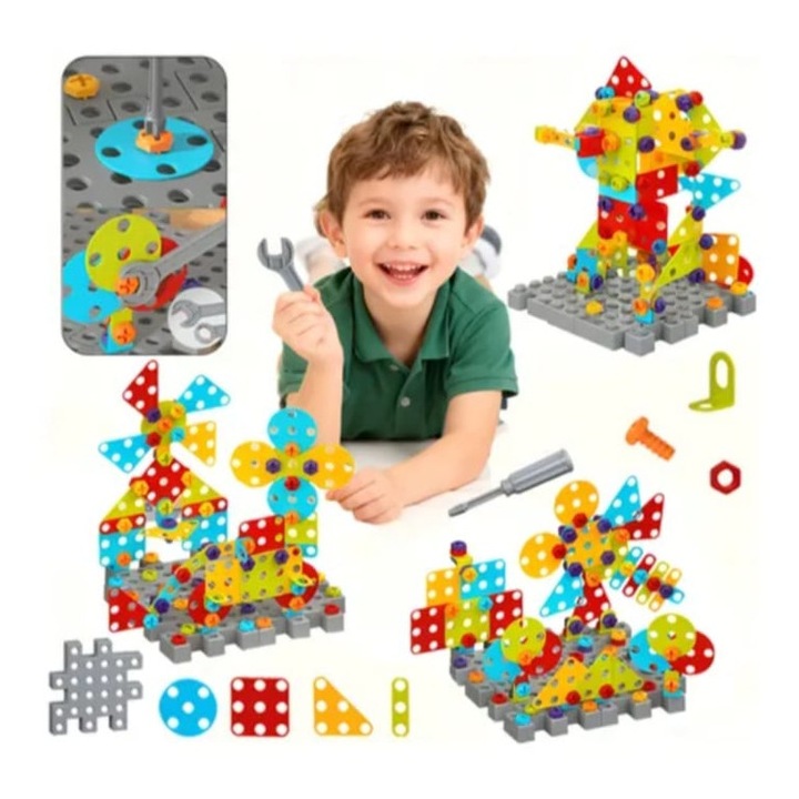 Set de constructie si asamblare, Placute, multicolor