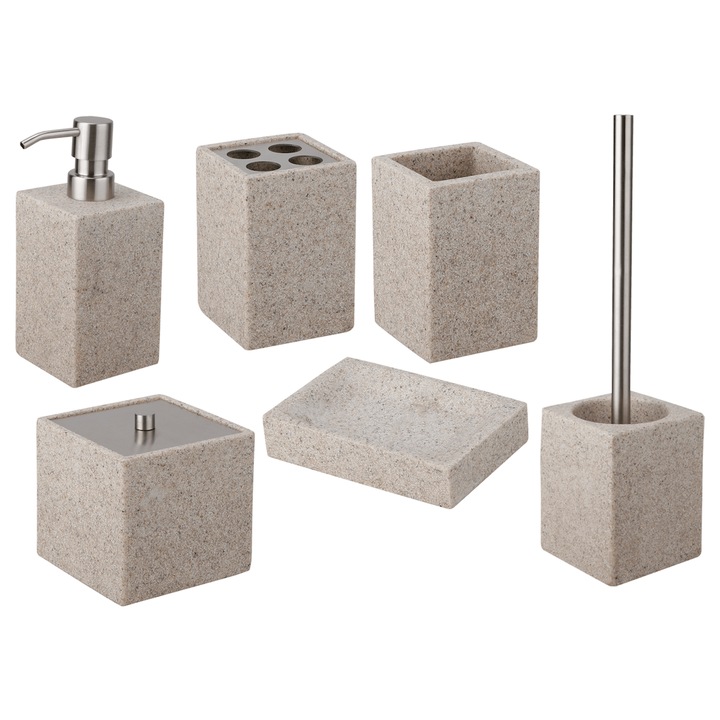 Dispenser de sapun Optima Supera, bej, 7x7x16,7 cm