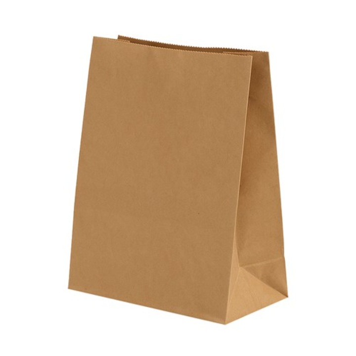 Punga de hartie NEOPAK, cu fund bloc, fara manere, 180x80x225 mm, Maro, neteda