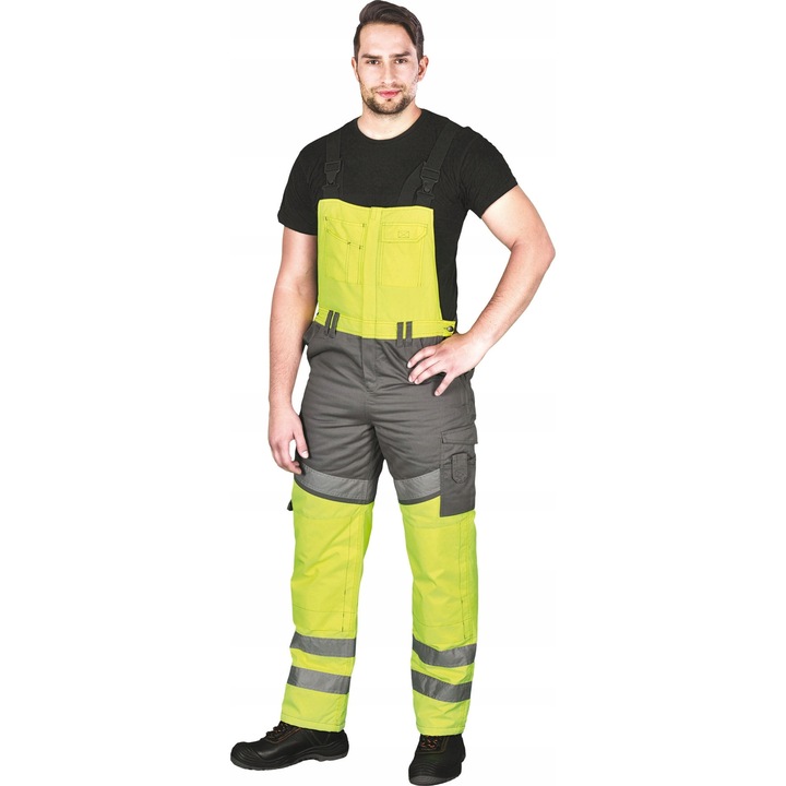 Salopeta de avertizare Leber&Hollman, REIS, impermeabil, cu benzi reflectorizante, fluorescenti, 2XL