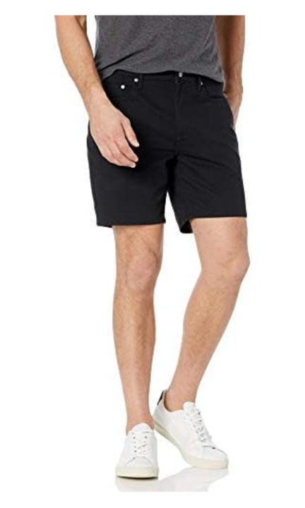Pantaloni scurti barbati, Amazon Essentials, slim fit, 5 buzunare, negru, bumbac, 32 US