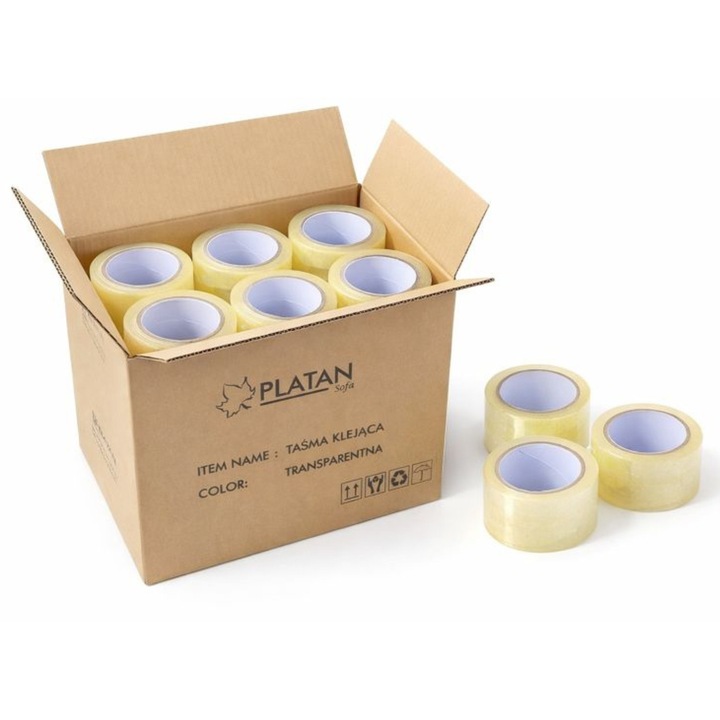 Set 36 Banda de ambalare PLATAN SOFA pentru ambalare transparenta, rezistenta la UV, cu aderenta puternica