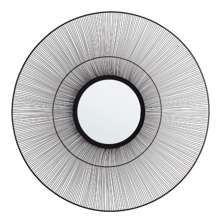 Zelena fekete acélkeretes fali tükör Ø90x8 cm