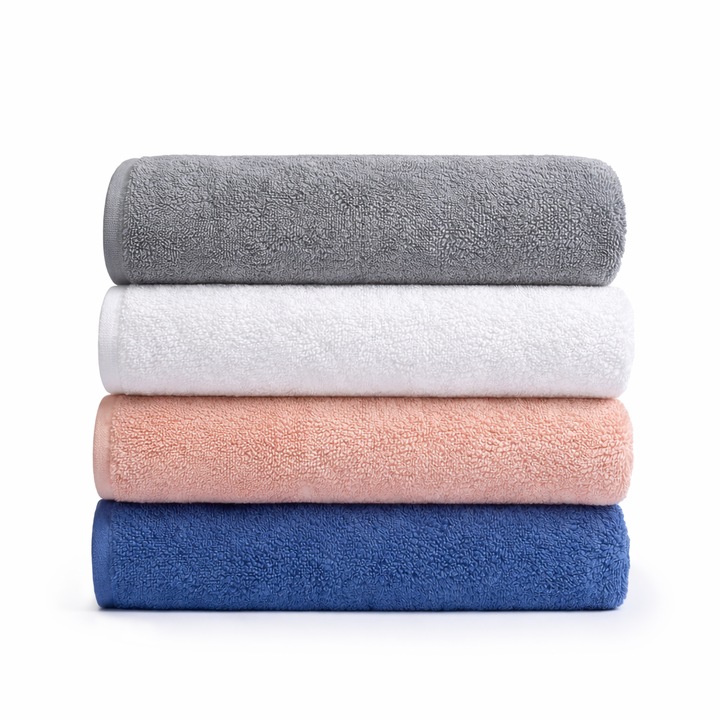 Комплект от 4 хавлиени кърпи Pure Terry, 50x100см, 100% памук, цветове сиво, бяло, индиго, розово