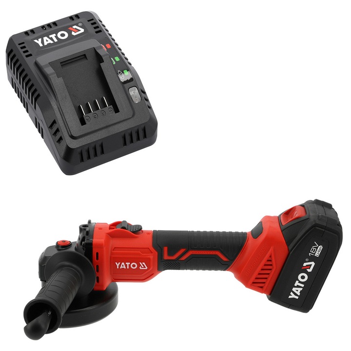Polizor unghiular Yato 18V 125mm cu acumulator 4Ah si incarcator