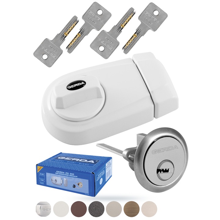 Zavor de suprafata GERDA ZG-200, 4 chei, alb, pentru usi de pana la 100kg