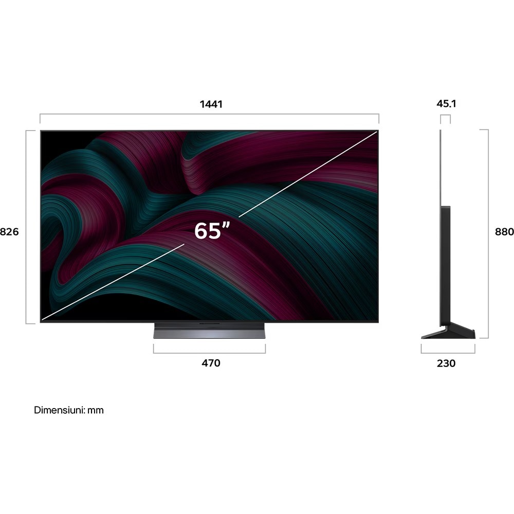 Televizor OLED Smart LG 65C5ELB, 4K, 164 cm, Gri