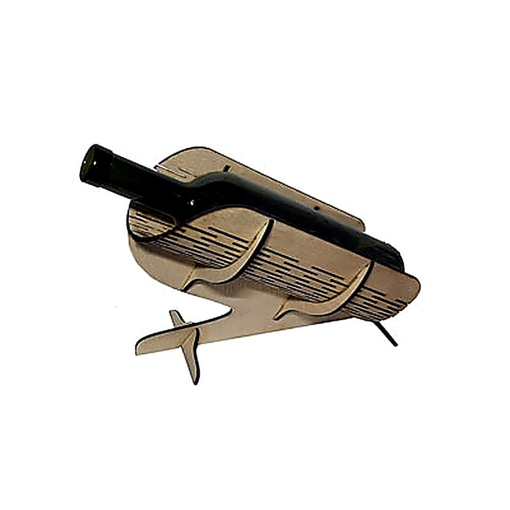 Cutie pentru vin din lemn gravat Lazy, design elegant, 1 sticlă standard, multicolor