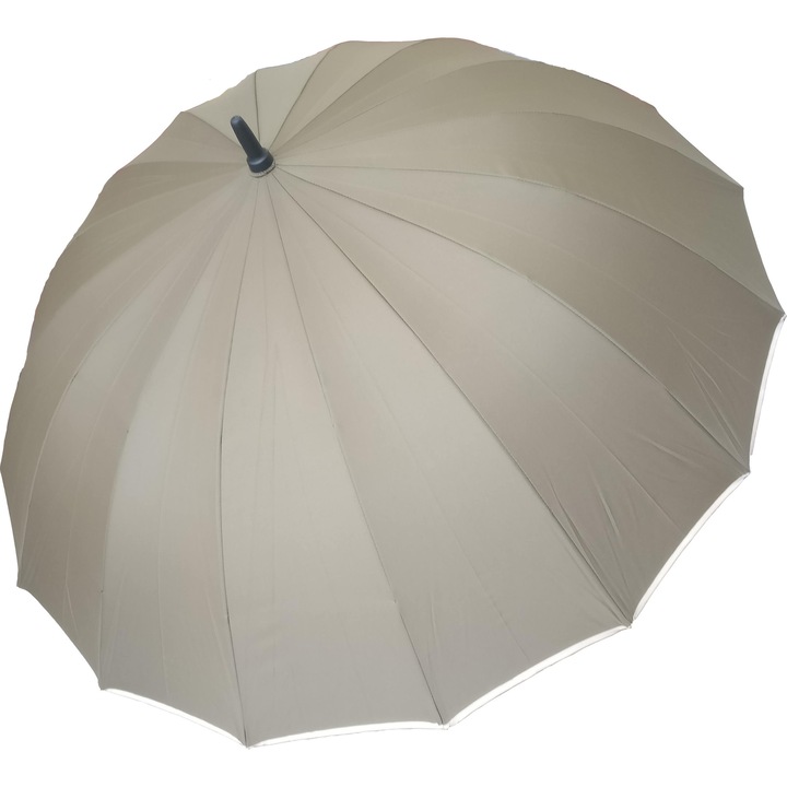 Félautomata esernyő, 16 küllős, szélálló, szürke, 135 cm