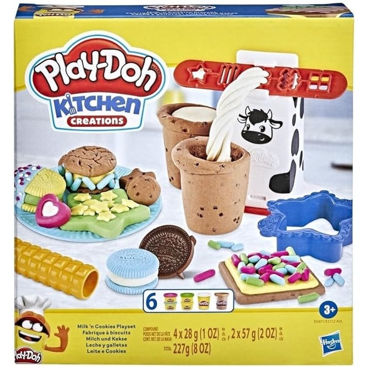Set plastilină Play-Doh Kitchen Workshop Milk and Cookie, 5 culori, 0.52 kg