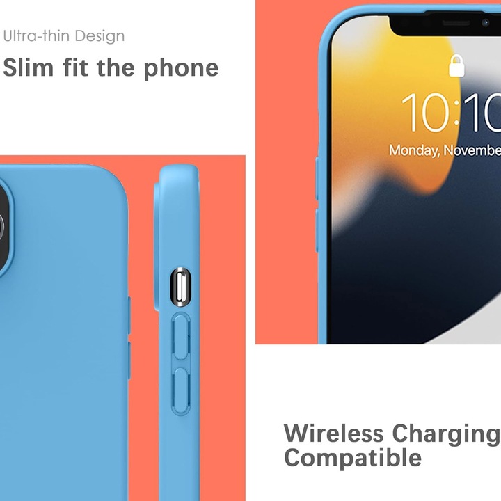 Husa din Silicon pentru Apple iPhone 16, Flexibila, Soft & Slim Fit, Rezistenta la Zgarieturi, Finisaj Matte, Albastru deschis