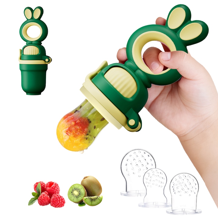 Suzetă alimentară pentru bebeluși, silicon, ușor de curățat, cu capac de protecție