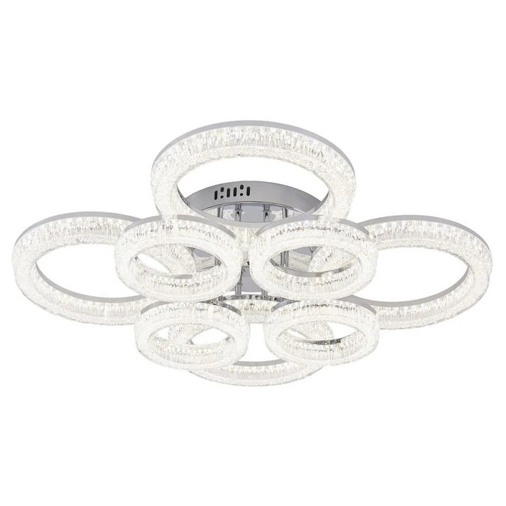 Lustra LED RFAN, Model K3536/4+4CH, Cu Telecomanda, 3 Tipuri De Lumina, Intensitate Reglabila, 240W, Argintiu