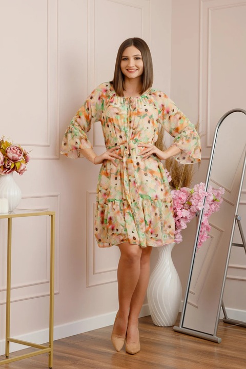 Rochie Juliette din voal, Зелен/Жълт/Оранжев/Розово/Крем