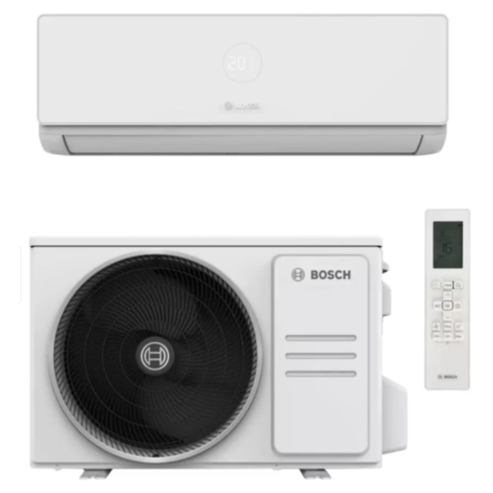 Aparat de aer conditionat Bosch Climate 4000i 35 E, 9000 BTU, Clasa A++/A++, Inverter, R32, Wi-Fi, Mod ECO, Ionizare, I-Clean, Alb