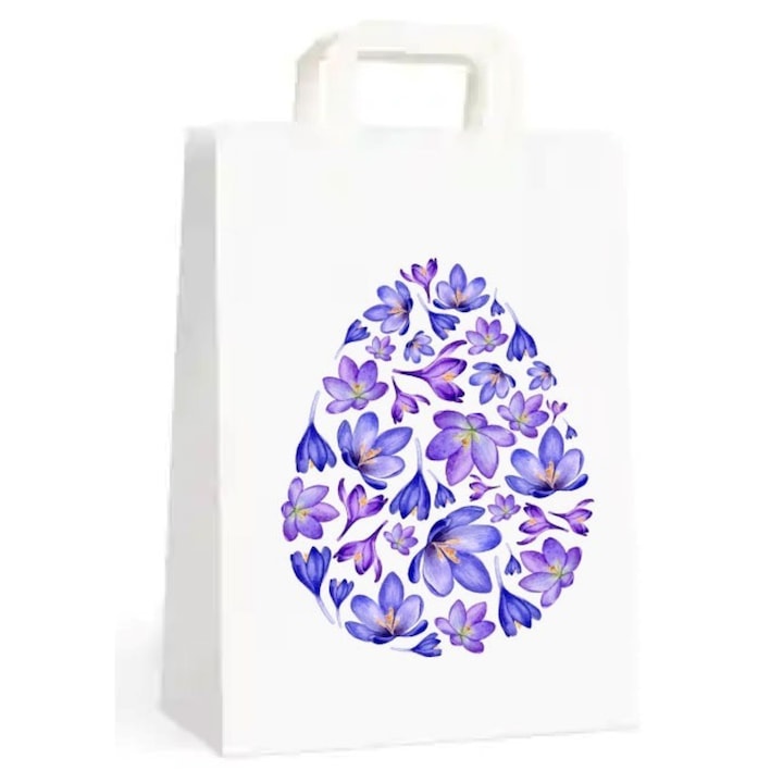 Set 10 pungi cadou Paste, model floral cu branduse, 18x9x25 cm