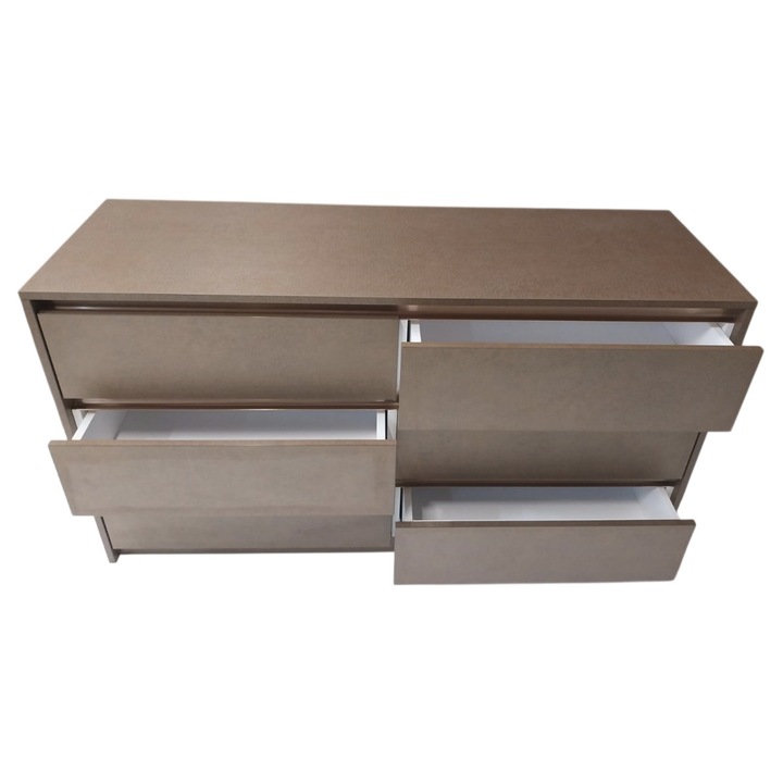 Comoda EXECUTIV Dubla decor Cobra Bronz, cu 6 sertare, spatiu generos depozitare, PAL melaminat, 144/47/80 cm