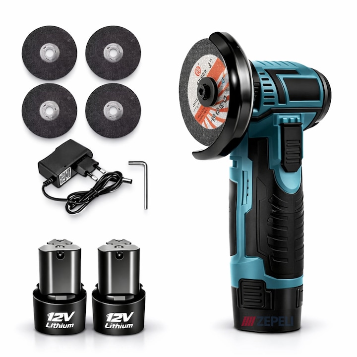 Polizor unghiular portabil, Flex, 750W, 19500 RPM, 2 acumulatori, disc 76mm, set