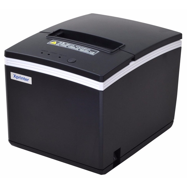 XPrinter XP-E200L hőnyomtató, kompakt, gyors, fekete, 180x130x120mm, tápkábellel és USB kábellel