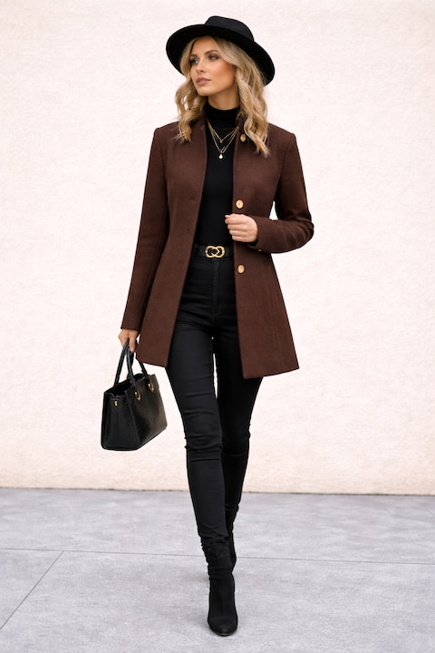 Palton dama, maro, lana, casual, regular fit