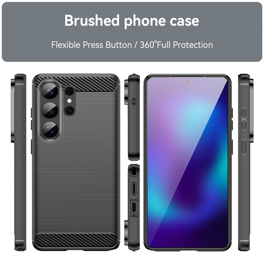 Husa compatibila cu Samsung Galaxy S26 Ultra, TPU Slim, Protectie Anti Soc, Aspect Fibra de Carbon, Negru