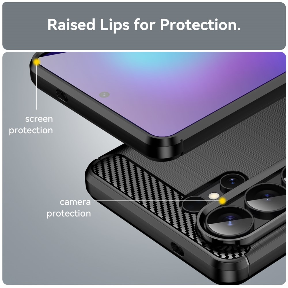 Husa compatibila cu Samsung Galaxy S26 Ultra, TPU Slim, Protectie Anti Soc, Aspect Fibra de Carbon, Negru