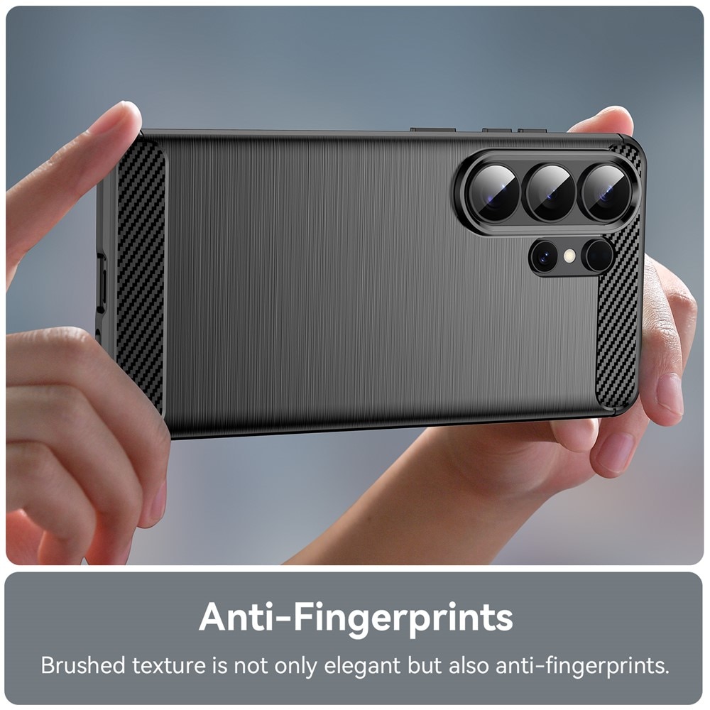 Husa compatibila cu Samsung Galaxy S26 Ultra, TPU Slim, Protectie Anti Soc, Aspect Fibra de Carbon, Negru