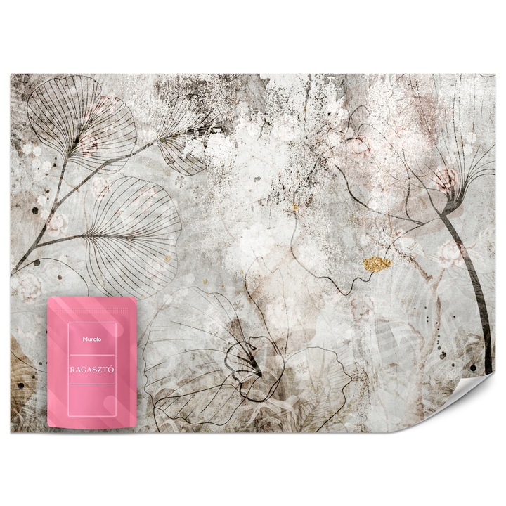 Fotótapéta Muralo Virágok És Levelek Finom Körvonalai 500x350 Modern Hálószoba Dekoráció