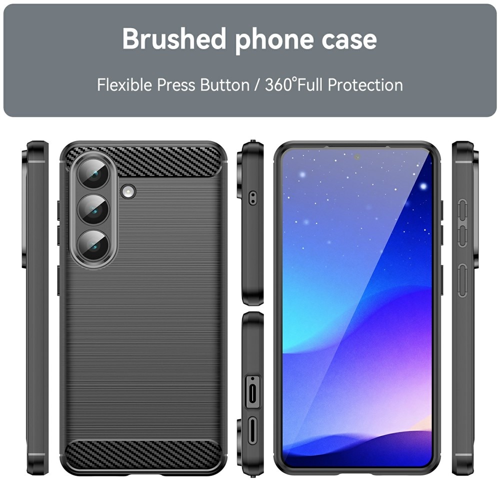 Husa compatibila cu Samsung Galaxy S25, TPU Slim, Protectie Anti Soc, Aspect Fibra de Carbon, Negru