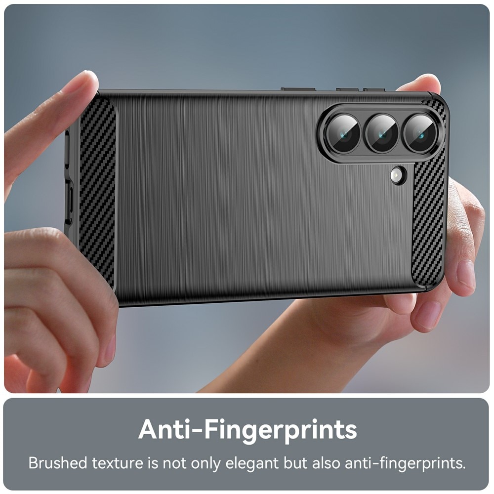 Husa compatibila cu Samsung Galaxy S25, TPU Slim, Protectie Anti Soc, Aspect Fibra de Carbon, Negru