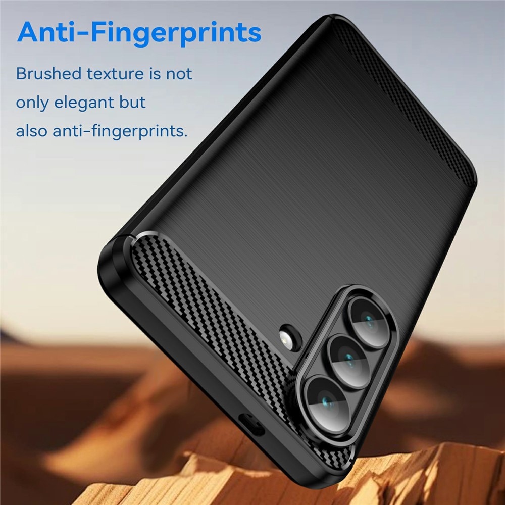 Husa compatibila cu Samsung Galaxy S25, TPU Slim, Protectie Anti Soc, Aspect Fibra de Carbon, Negru