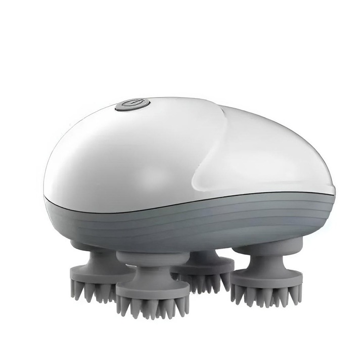 Hajmasszírozó készülék, fejbőr masszírozó, szilikon fej, három sebességfokozat, IPX7 vízálló, fejmasszírozó készülék, fehér