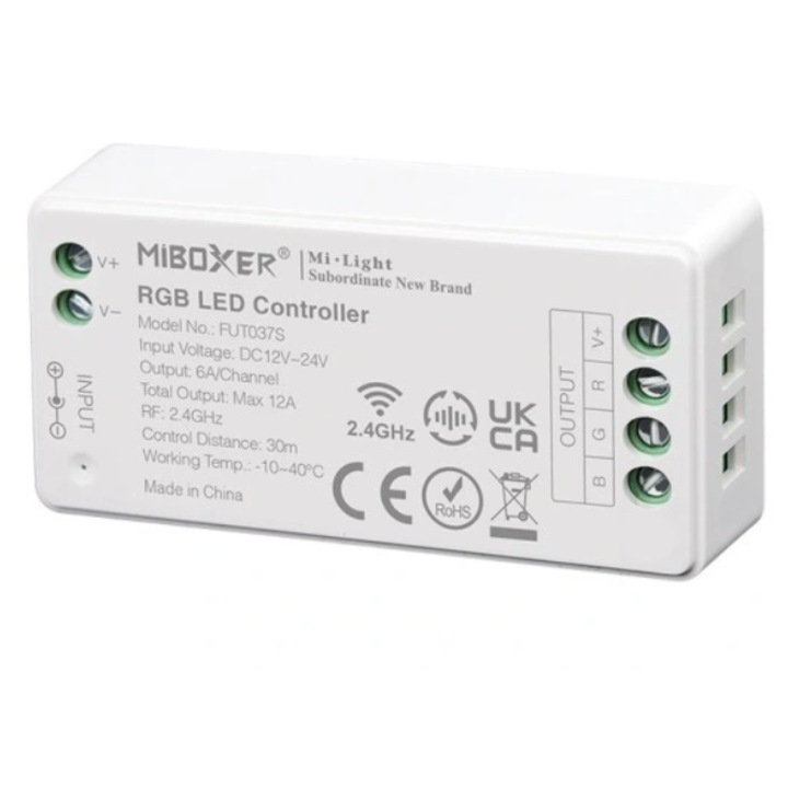 Controler LED RGB 4 zone, Luka, 12V-24V, 6A/kanal, 74.5x36x17mm