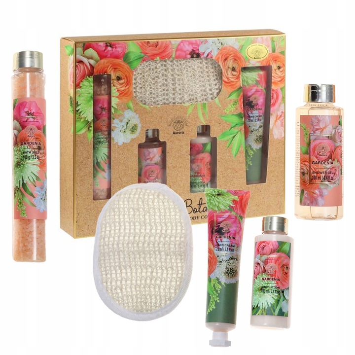 Set botanic baie, Aurora, Sare baie, Gel dus, Balsam, Crema maini, Manusa peeling, 100 ml