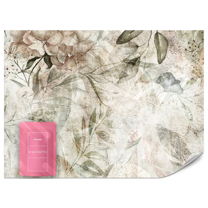 Fotótapéta Muralo Virágok Betonfalon 250x175 Modern Nappaliba