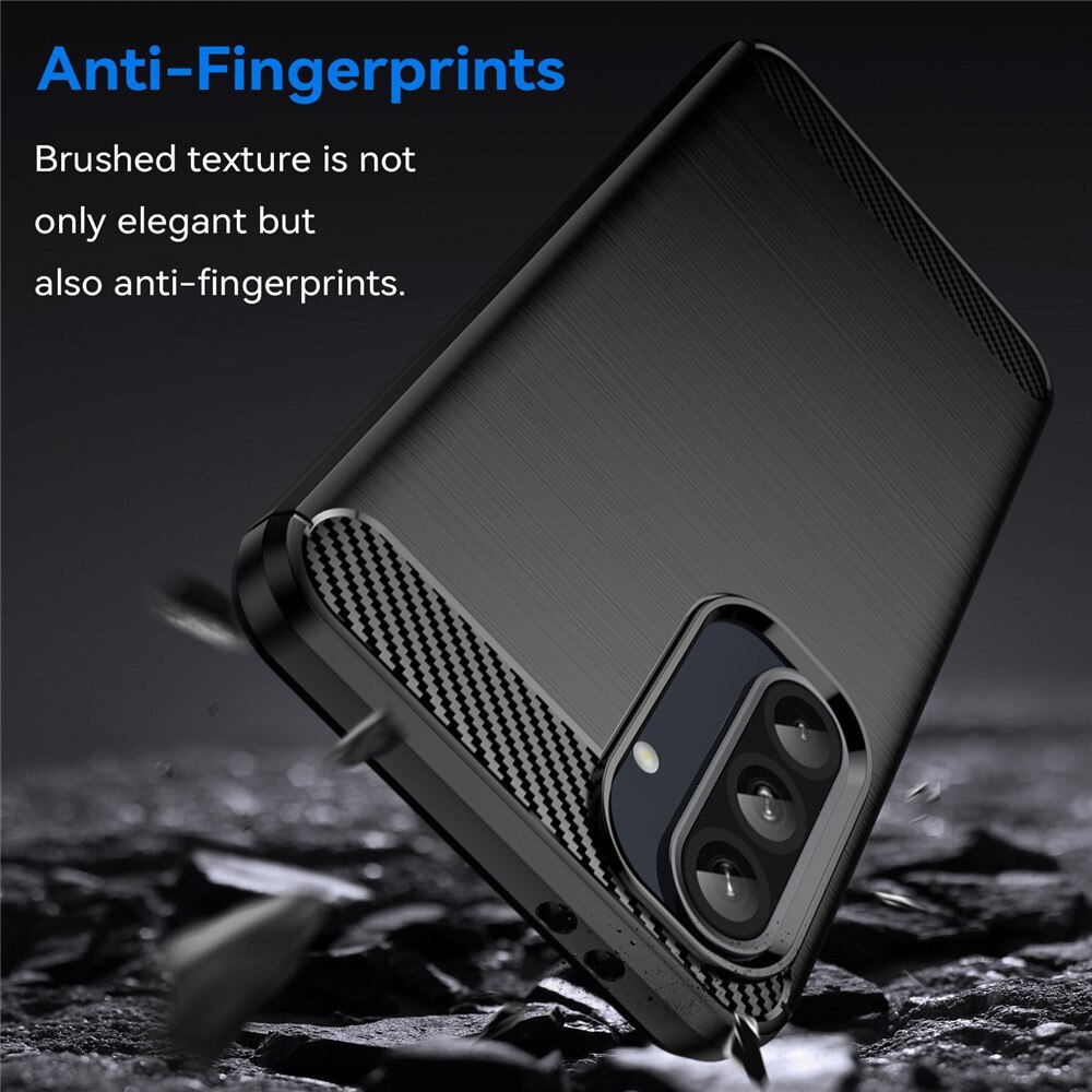Husa compatibila cu Samsung Galaxy A36, TPU Slim, Protectie Anti Soc, Aspect Fibra de Carbon, Negru