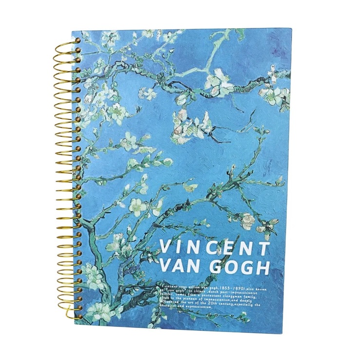Agenda cu Spirala, Vincent van Gogh, Design Ramuri de Migdal Inflorit