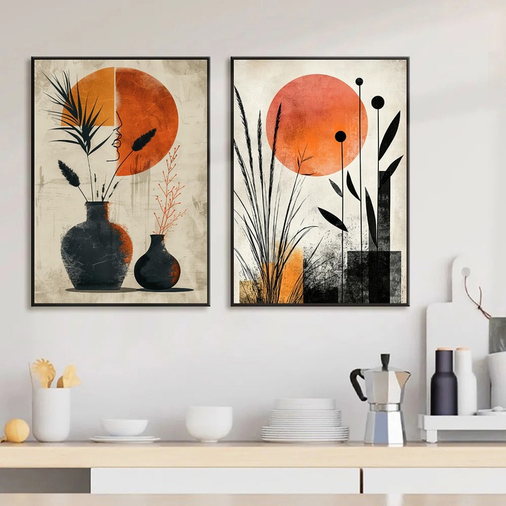 Set 2 Tablouri Inramate - Accente Vizuale - 30 x 40 cm, tablouri premium, decor pentru living, dormitor, birou sau hol, cadou inspirat, rama din lemn, Vizio Tablouri Canvas®