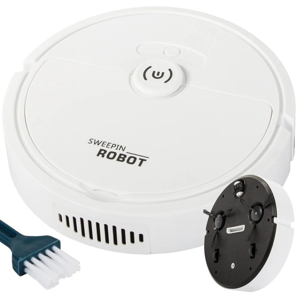 Aspirator robot, incarcare USB, Umed/Uscat, Ultra-Subtire, 22 x 6 cm, alb