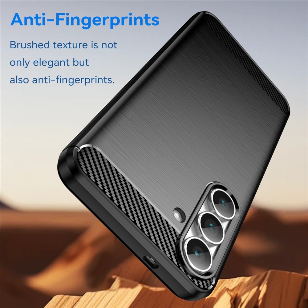 Husa compatibila cu Samsung Galaxy S24 FE, TPU Slim, Protectie Anti Soc, Aspect Fibra de Carbon, Negru