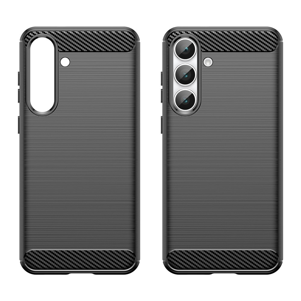 Husa compatibila cu Samsung Galaxy S24 FE, TPU Slim, Protectie Anti Soc, Aspect Fibra de Carbon, Negru