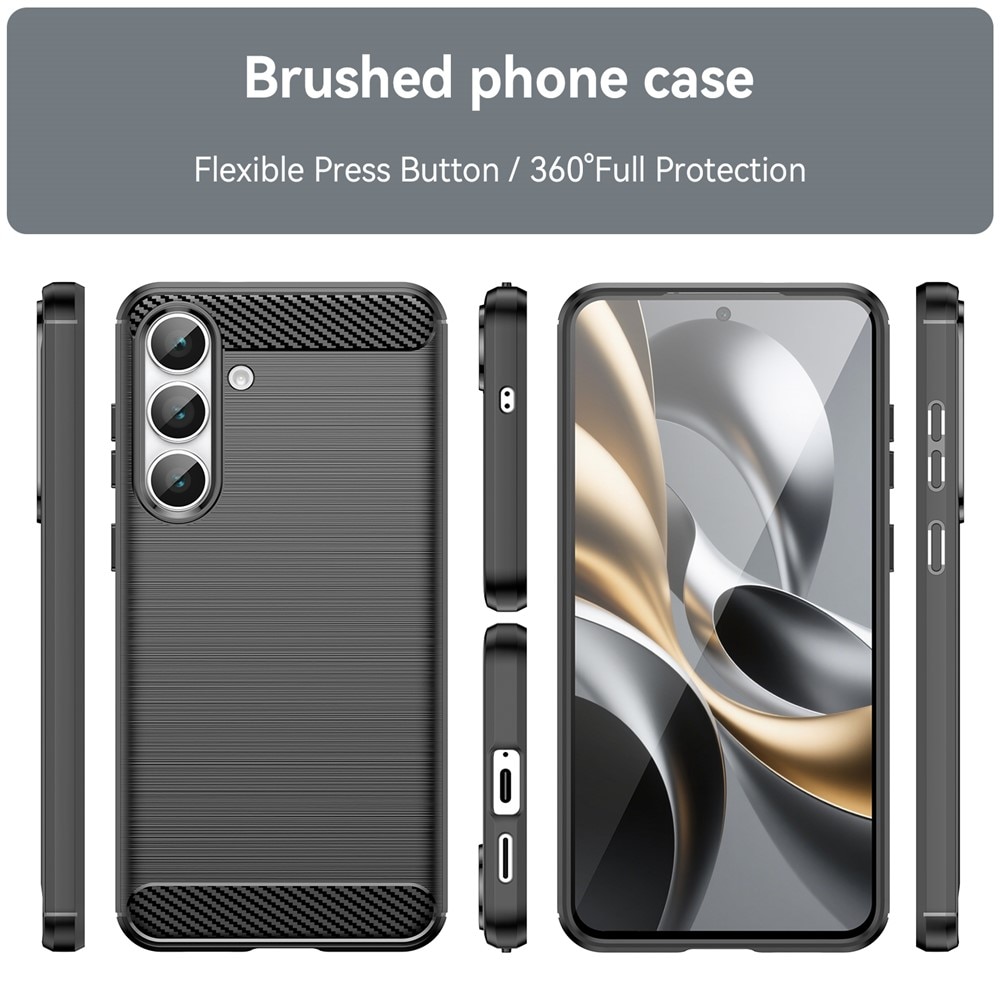 Husa compatibila cu Samsung Galaxy S24 FE, TPU Slim, Protectie Anti Soc, Aspect Fibra de Carbon, Negru