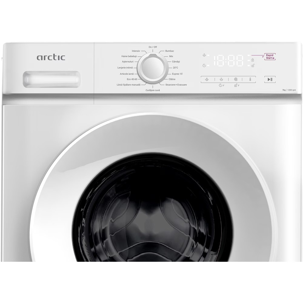 Masina de Spalat Rufe Frontala Slim ARCTIC ARSMA762WRO, 7 kg, 1200 rpm, Clasa A, Alb
