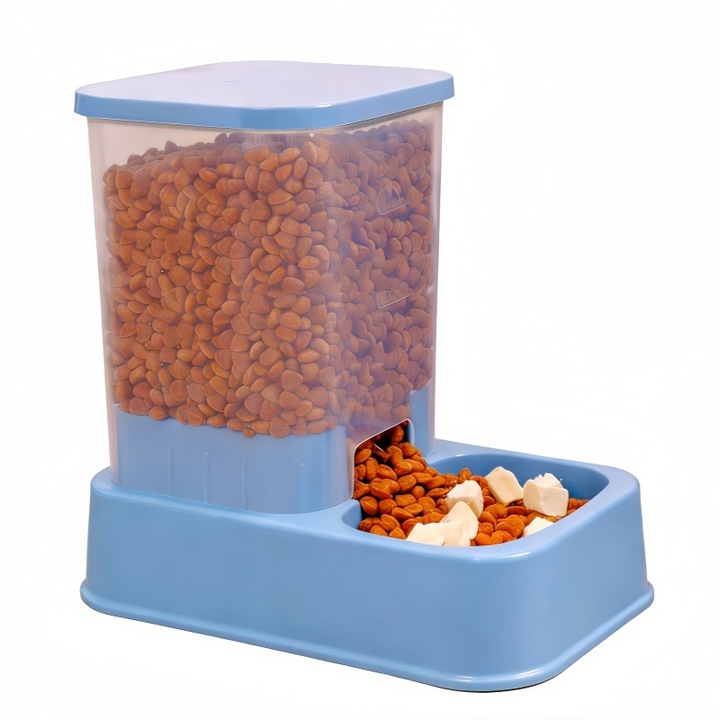 Dispenser automat hrana animale, albastru, 30x20x15cm