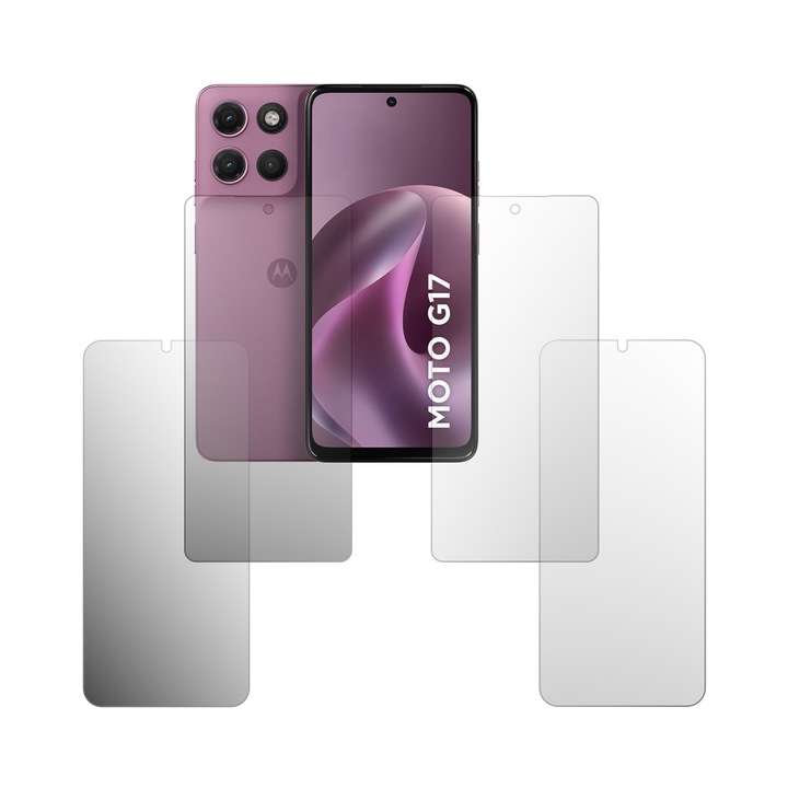 Set 4X Folie Protectie Ecran Folie24, pentru Motorola Moto G17 Power, 2X Ultra-Clear + 2X Mate, Acoperire Full-Display si Case-Friendly, Adezive, Flexibile cu Auto Regenerare