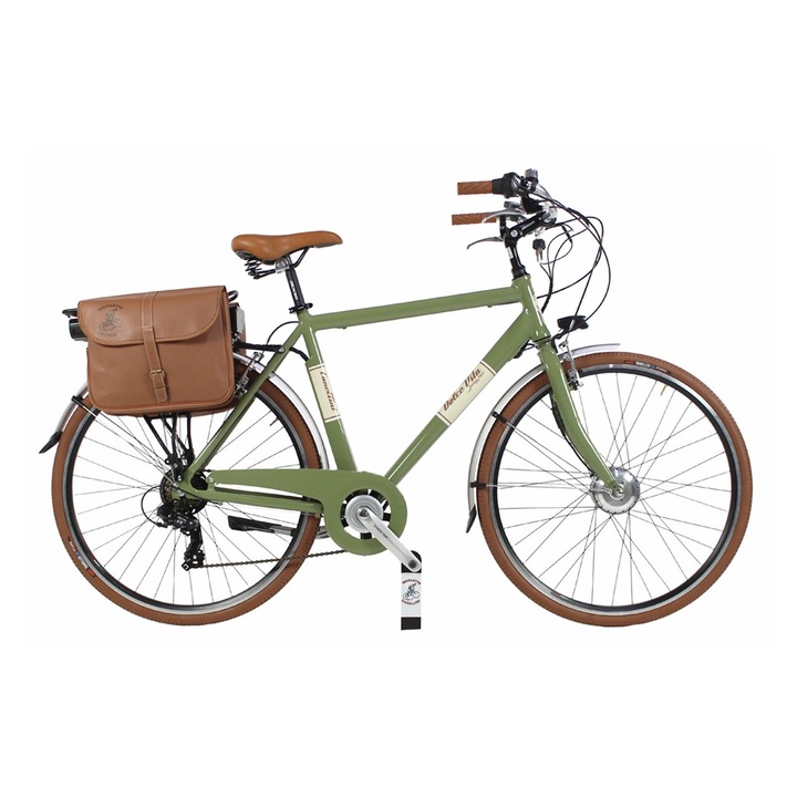 Bicicleta electrica de oras Dolce Vita by Canellini VINTAGE barbati cu genti - Verde masliniu - marimea 58